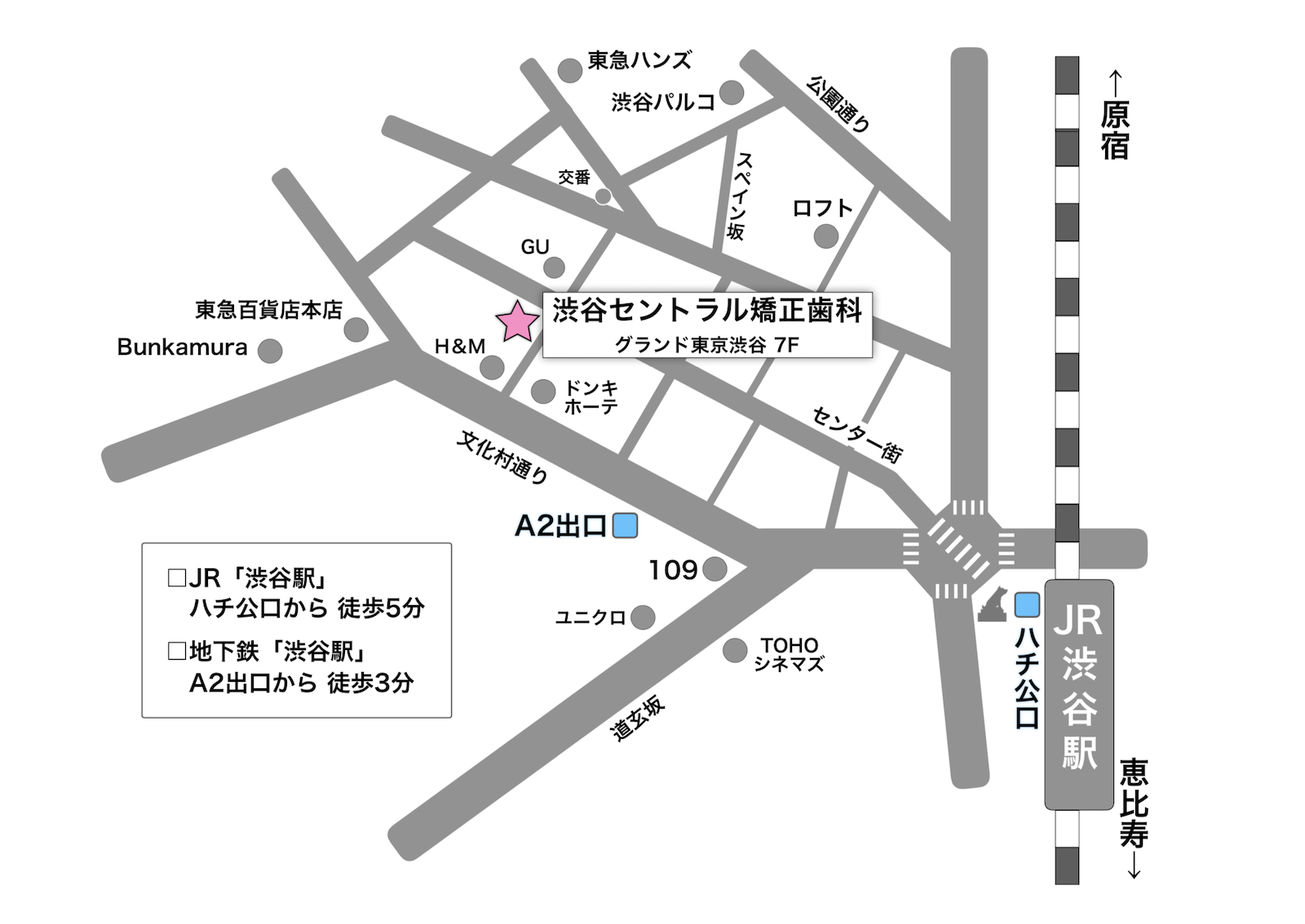 渋谷セントラル矯正歯科の地図